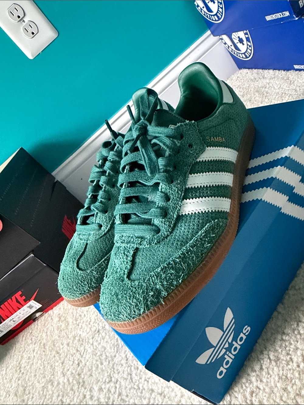 adidas Samba Green with White Stripes